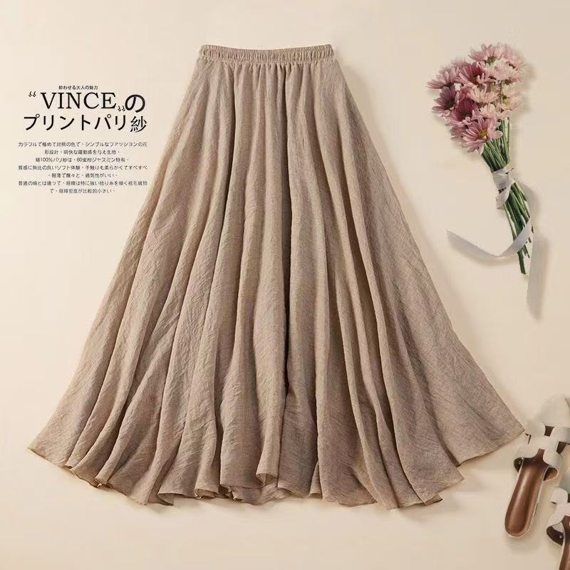 Zen Tea-Inspired Neo-Chinese 2-Piece: Cotton-Linen Shirt & Skirt