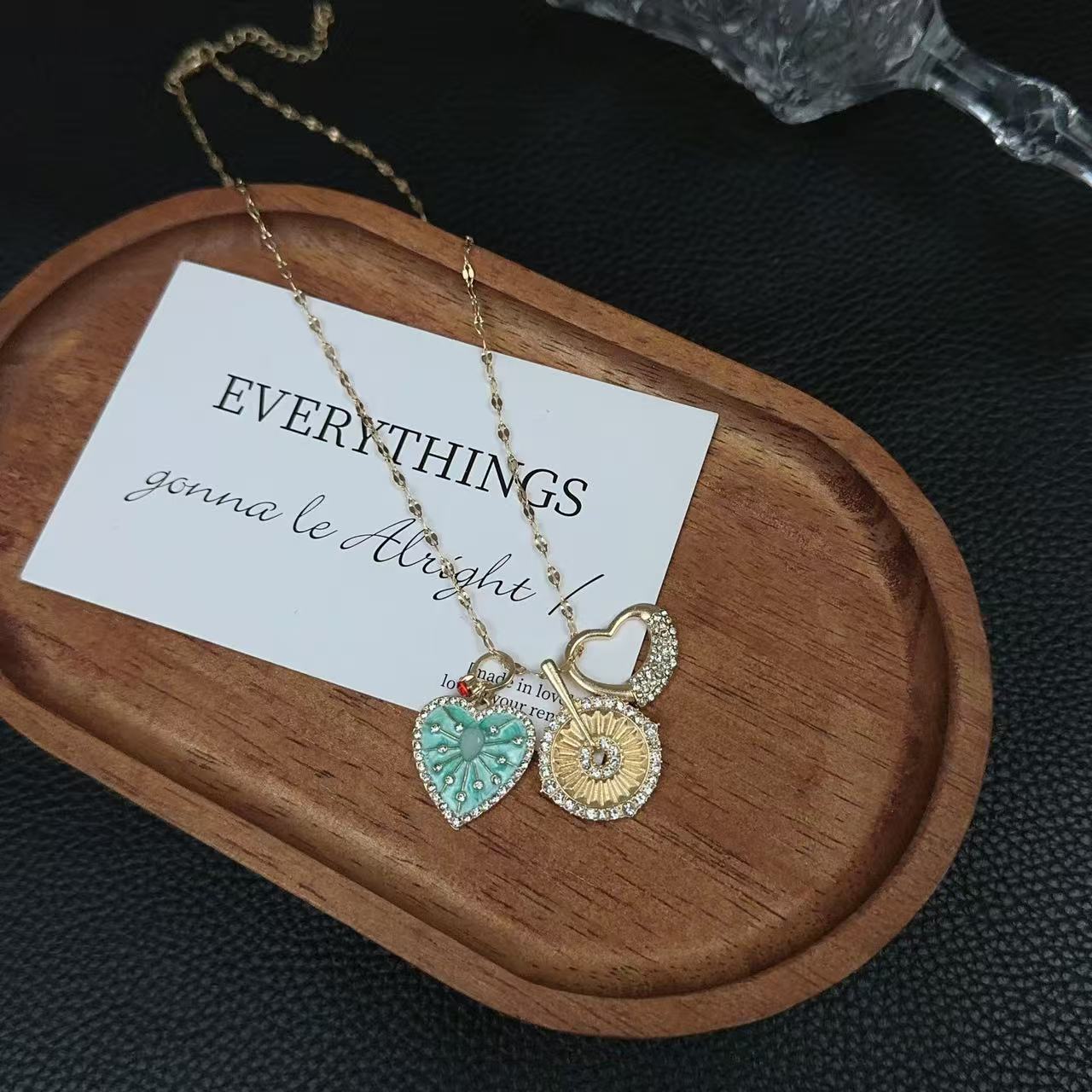 Delicate Blue Heart Sunflower Pendant Necklace for Women - Minimalist & Luxe Collarbone Jewelry