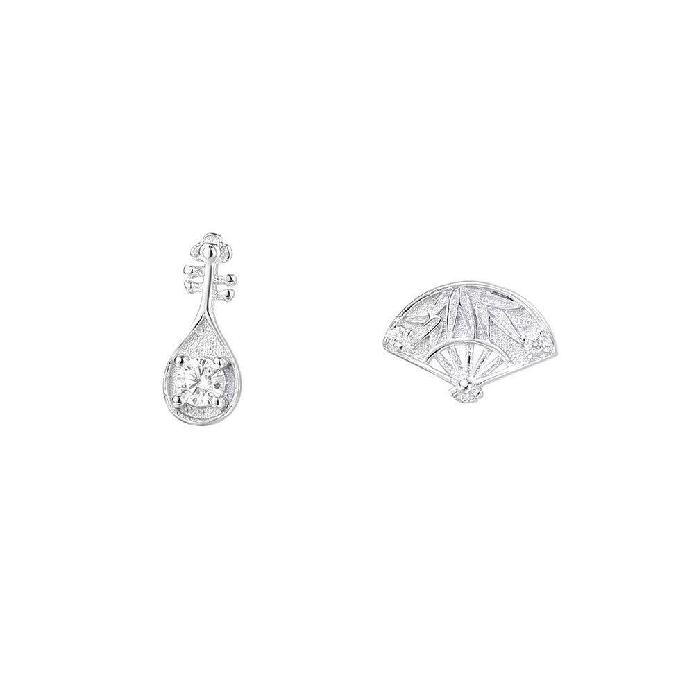 Pipa-Fan Neo-Chinese Stud Earrings
