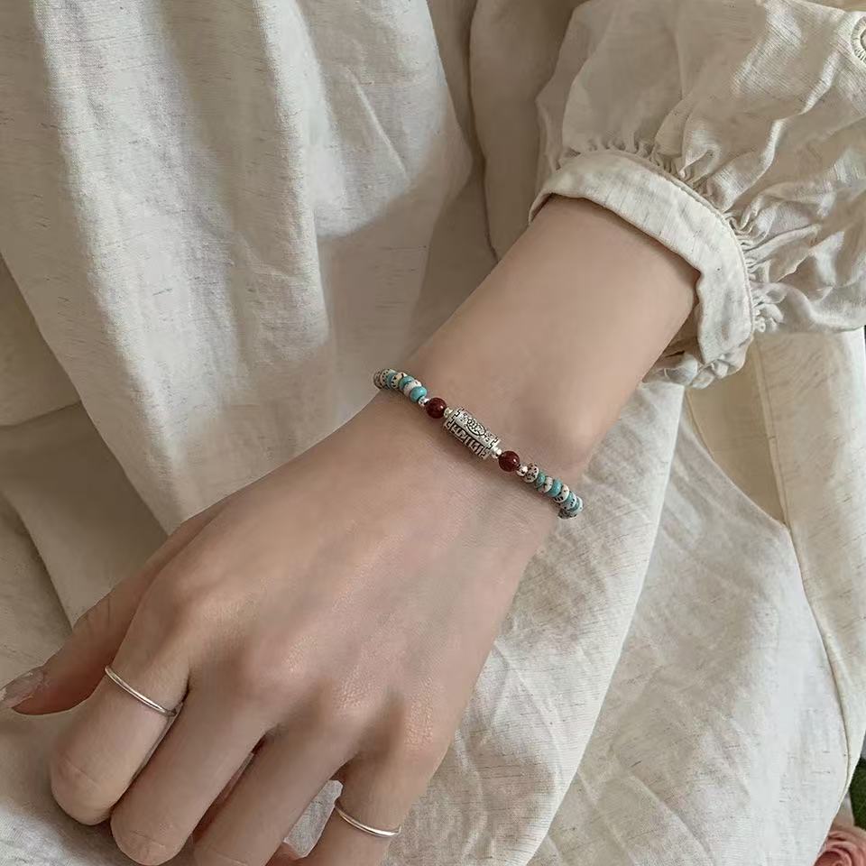 Turquoise Green Fortune-Whispering Bracelet for Her: A Vintage, Niche & Luxe Beaded Adornment with Star-Moon Bodhi Seeds