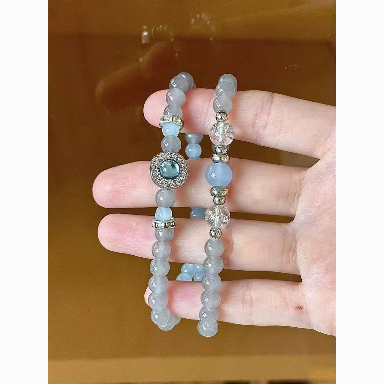 "Vintage | Grey • Moonlight • Beaded Bracelet"