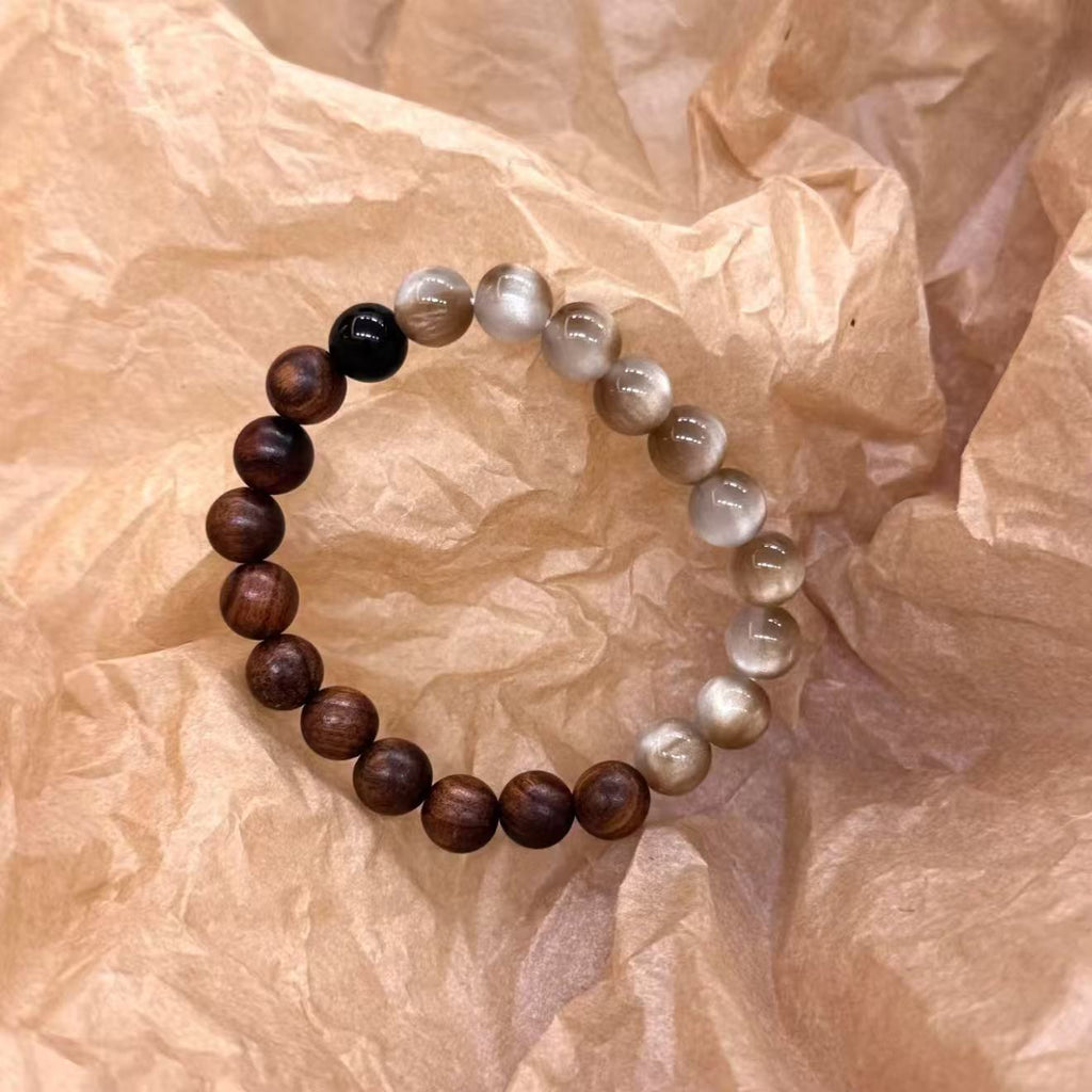 Green Hills | Black Rosewood Cat's Eye Beaded Bracelet: Chinese-Style Hand Chain