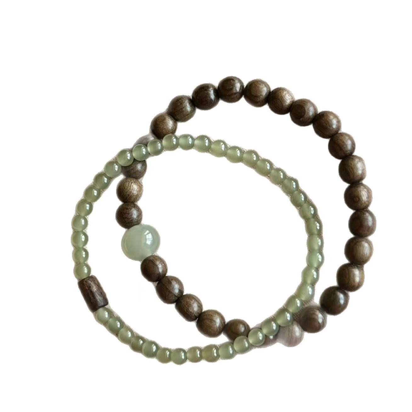 "Mountains Upon Rivers" | Single-Strand Sinking Sandalwood Bracelet: Niche, Stackable, New Chinese Style