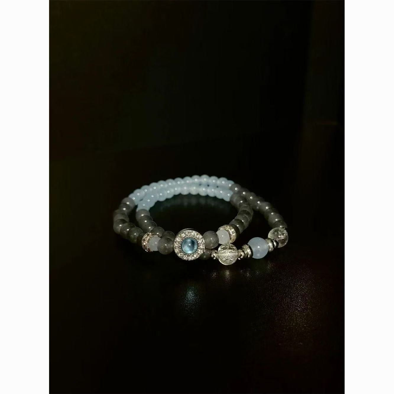 "Vintage | Grey • Moonlight • Beaded Bracelet"