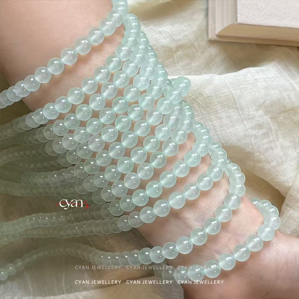 "Canglang" | CYAN New Chinese-Style Guofeng Bracelet: Lucky Bead & Mint-Green Chalcedony