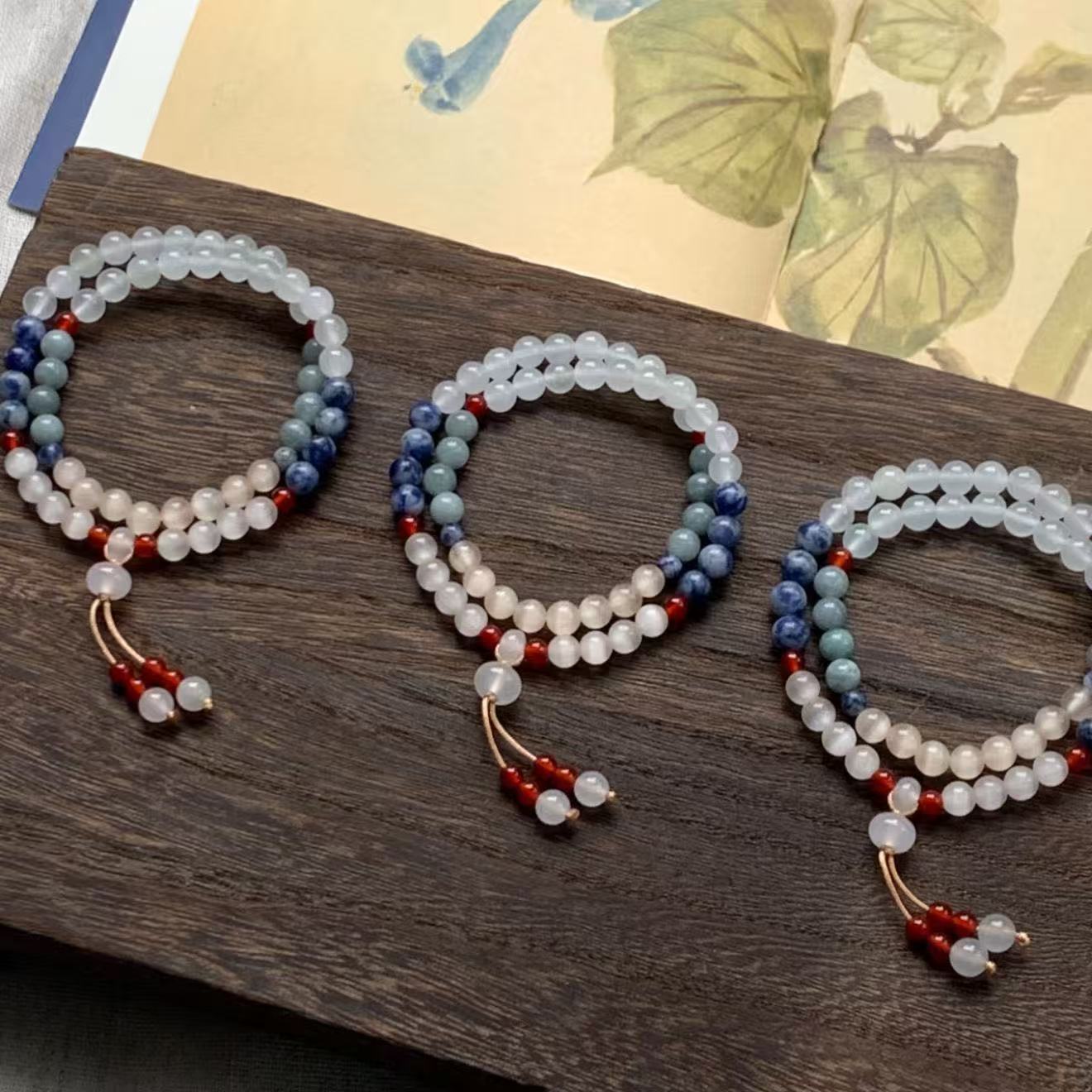 Shechuan Ethnic Style Beaded Multi-Layer Cat's Eye Stone Bracelet