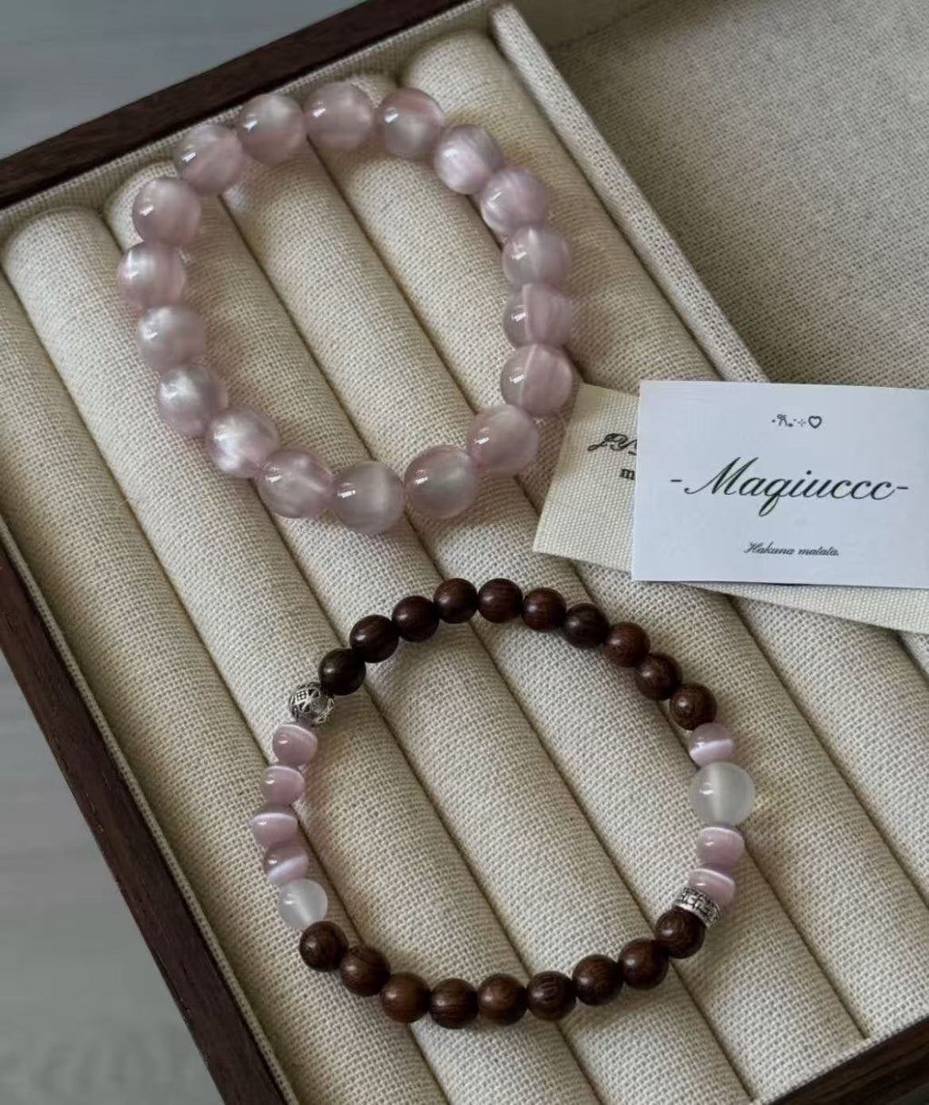 Pink Mist & Starry Eyes | Dried Rose Bracelet