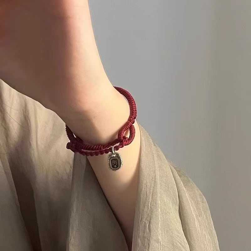 Zhalij 拉姆 Tibetan Red String Bracelet - Exquisitely Woven Dainty Bracelet