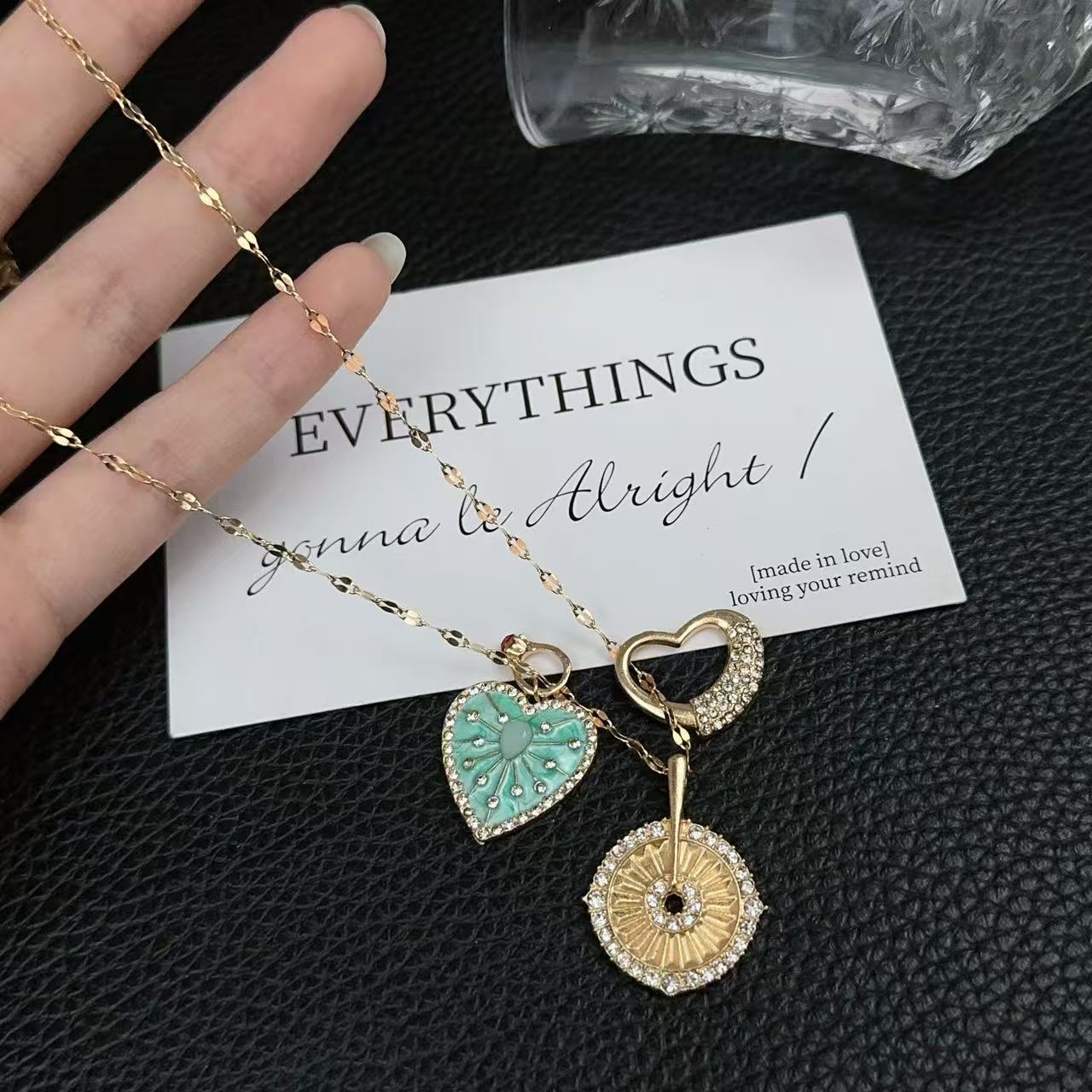 Delicate Blue Heart Sunflower Pendant Necklace for Women - Minimalist & Luxe Collarbone Jewelry