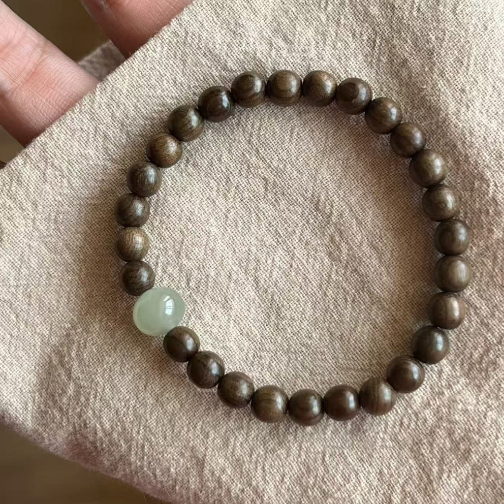 "Mountains Upon Rivers" | Single-Strand Sinking Sandalwood Bracelet: Niche, Stackable, New Chinese Style